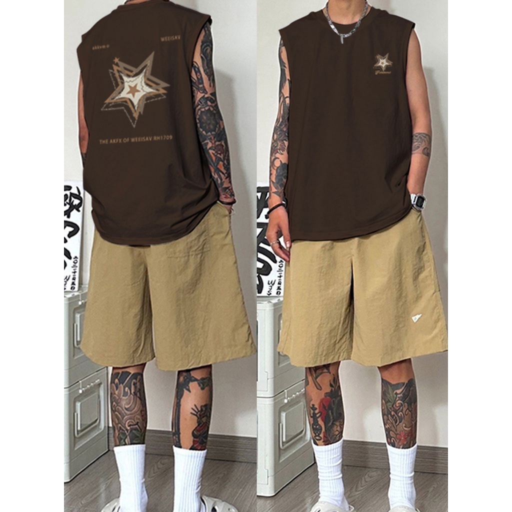Áo Tank Top Nam Nữ RedLabel In Họa Tiết STAR-BROWN, Áo Ba Lỗ Sát Nách Nam Nữ Cotton Cá Tính TT25