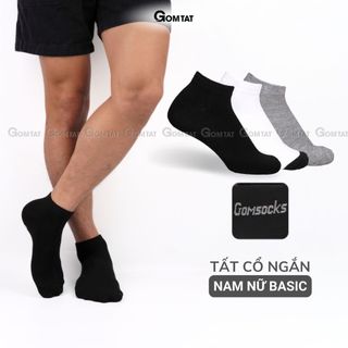 Tất cổ ngắn trơn màu GOMTAT, vớ nam nữ cổ thấp hút ẩm thoáng khí, khử mùi êm chân - GOMSOCKS-NGAN-1DOI