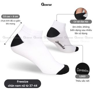Tất cổ ngắn trơn màu GOMTAT, vớ nam nữ cổ thấp hút ẩm thoáng khí, khử mùi êm chân - GOMSOCKS-NGAN-1DOI