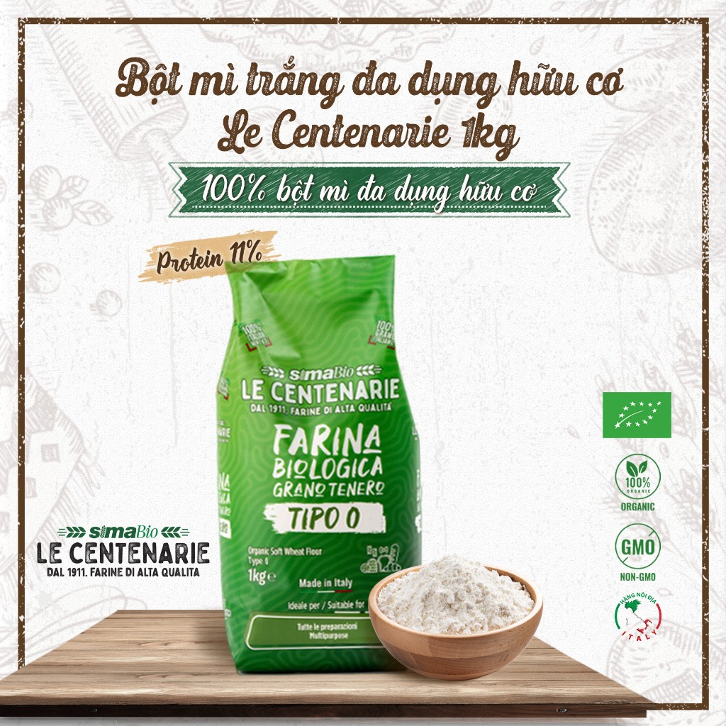 Ảnh Bột mì hữu cơ Sima Bio 1kg các loại nguyên cám, đa dụng, Manitoba 1