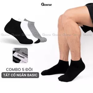 Combo 5 đôi vớ ngắn nam nữ GOMTAT, tất ngắn cổ trơn màu basic, hút ẩm thoáng khí, khử mùi êm chân - GOMSOCKS-NGAN-CB5