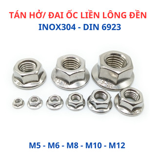 Đai Ốc Liền Long Đền INOX 304 (Tán Hở/Tán Bông) M4 M5 M6 M8 M10 M12 - Tán Có Vành Chống Xoay, Không Gỉ Sét