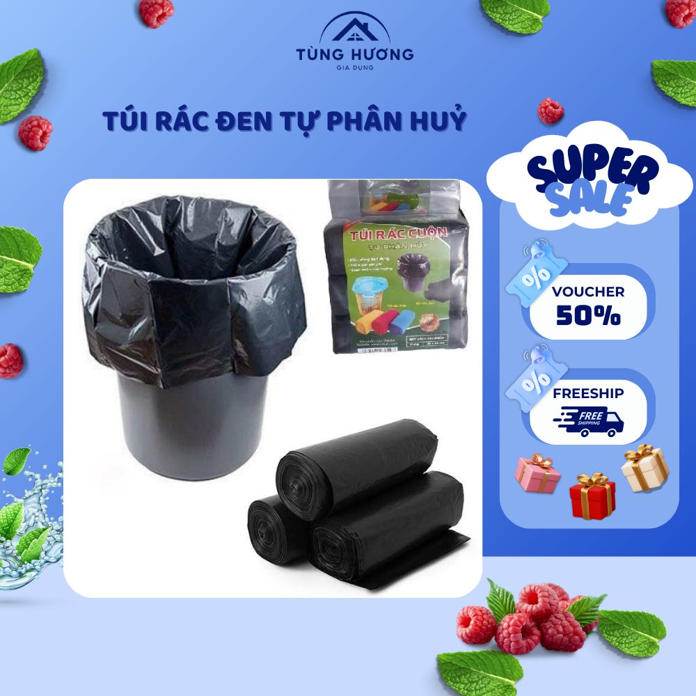 Túi Rác Đen Tự Phân Hủy, Set 3 Bịch Đựng Rác Size To 56*22cm Siêu Dai ...