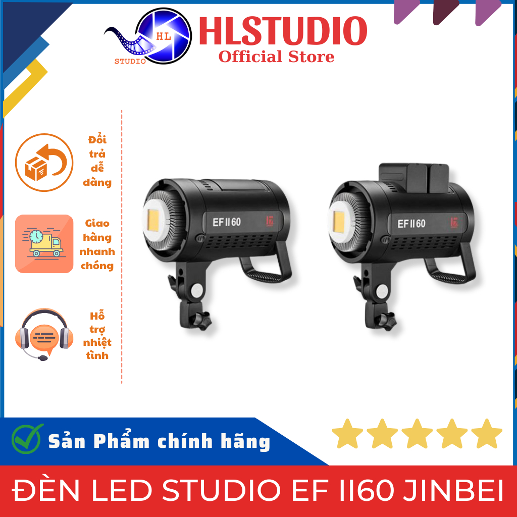 Đèn LED Studio EFII-60 Jinbei HL Studio - Công Suất 60W, Nhiệt Độ Màu ...