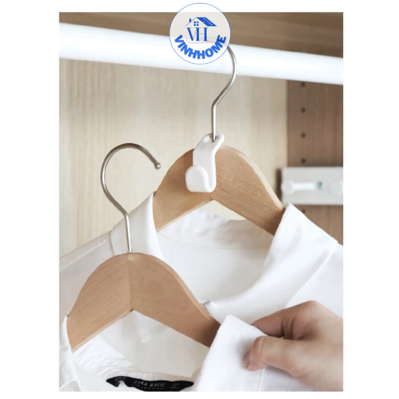 Set 10 đầu nối móc treo quần áo xếp tầng bằng nhựa cứng/Móc treo đồ tiện dụng tiết kiệm diện tích không gian tủ, phòng