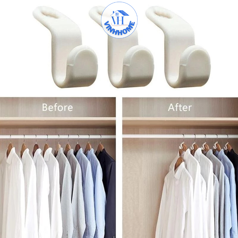 Set 10 đầu nối móc treo quần áo xếp tầng bằng nhựa cứng/Móc treo đồ tiện dụng tiết kiệm diện tích không gian tủ, phòng