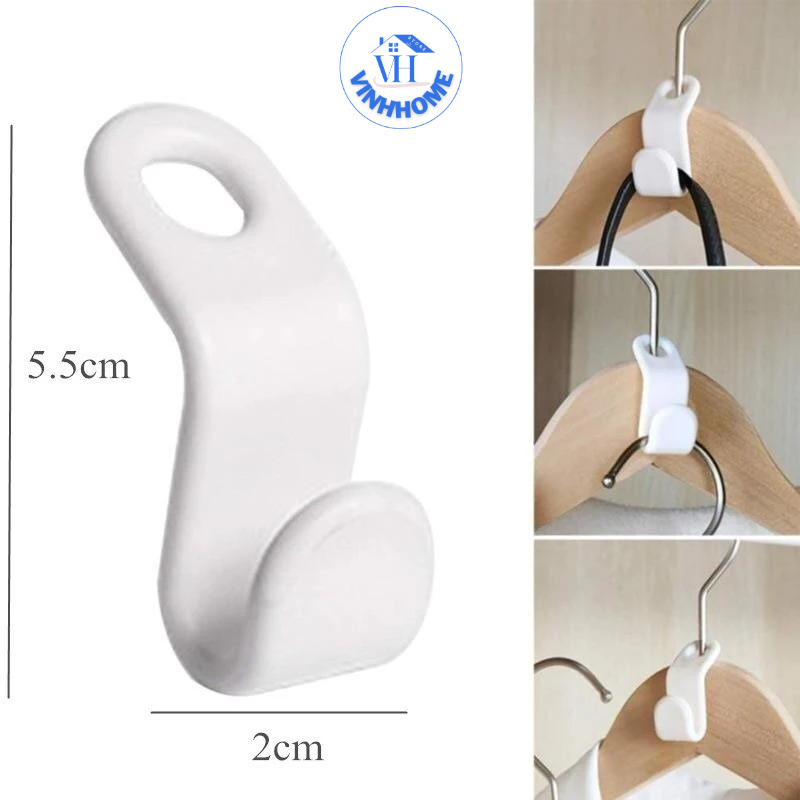 Set 10 đầu nối móc treo quần áo xếp tầng bằng nhựa cứng/Móc treo đồ tiện dụng tiết kiệm diện tích không gian tủ, phòng
