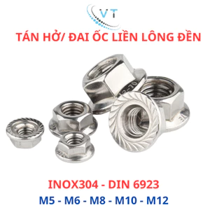 Đai Ốc Liền Long Đền Inox 304 - Tán Liền Vòng Đệm M5 M6 M8 M10 M12 Chống Tự Tháo