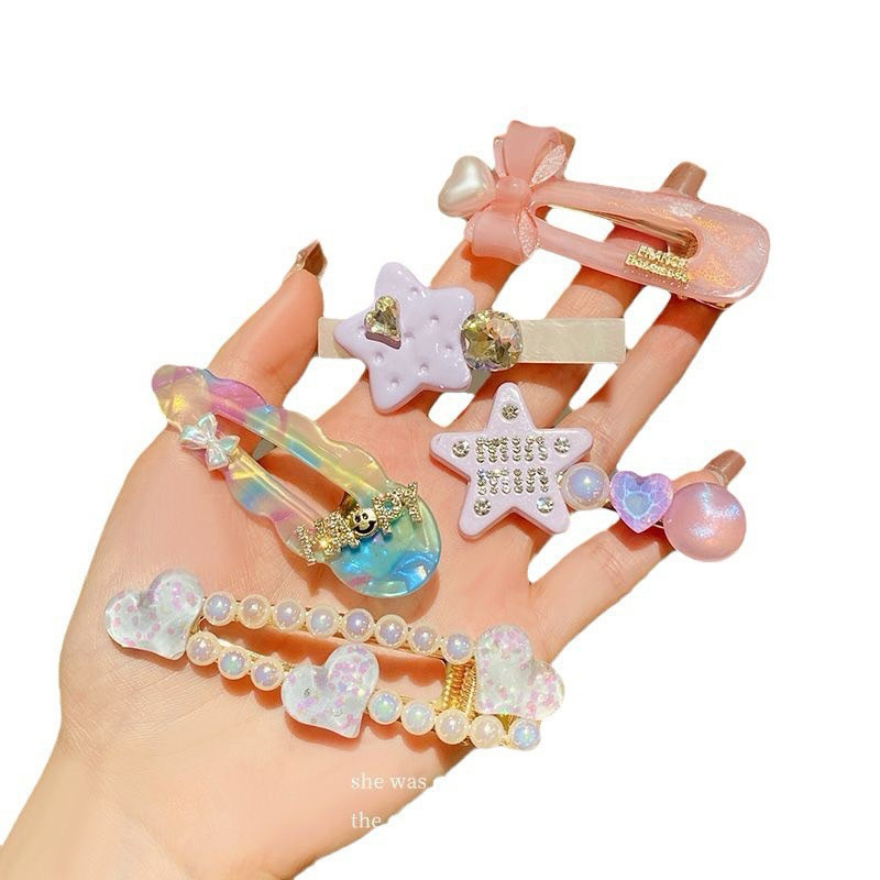 Set 5 Kẹp Tóc Mái /Kẹp Mỏ Vịt Xinh Xắn Đáng Yêu Phong Cách Hàn Quốc Phụ Kiện Tóc Nữ Và Bé Gái Empoli