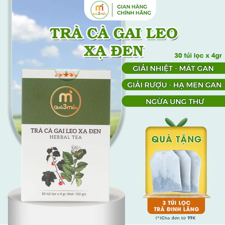 Trà Cà Gai Leo Xạ Đen giải độc gan ngừa ung thư hộp 30 túi lọc thương hiệu Quà 3 Miền