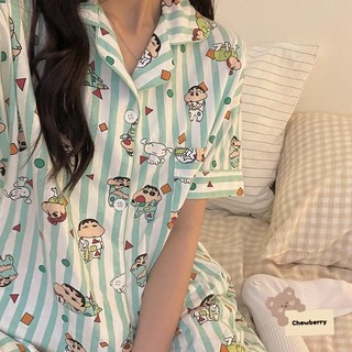Bộ Đồ Ngủ, Pijama Mặc Nhà Nữ Chất Kate Cộc Tay Gấu Cute