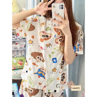 Bộ Ngủ Pijama, Set Đồ Mẫu Mới Gấu Cam Kem Cute Form Rộng Nữ