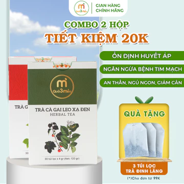 Combo 2 Hộp Trà Cà gai leo xạ đen và Trà Giảo cổ lam lá sen hộp 30 túi thương hiêu Quà 3 Miền