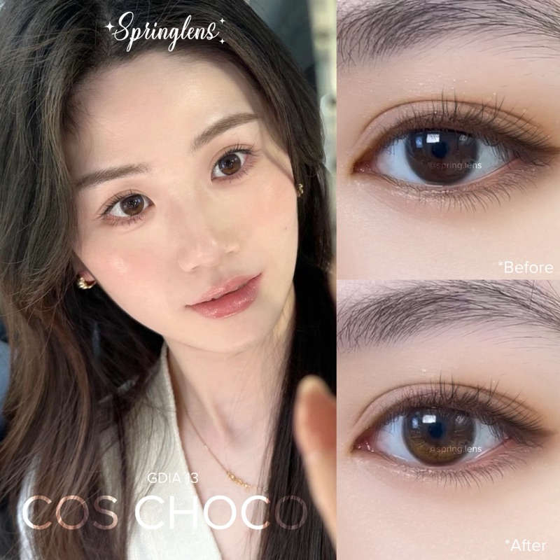 Kính áp tròng hiệu ứng ánh cam COS CHOCO 1 tháng | Spring Lens