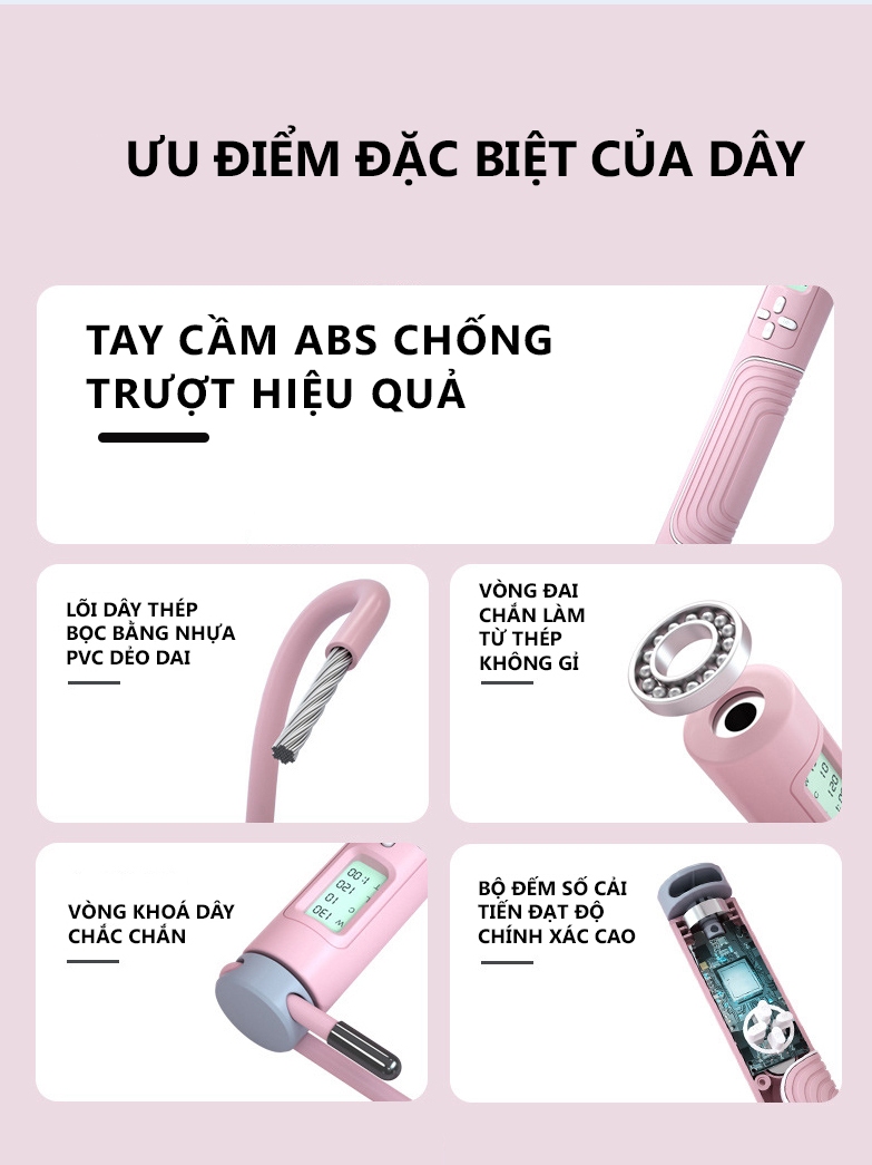 Ảnh Dây Nhảy Đếm Số Bảo Hành 12 Tháng Dây Nhảy Thể Thao Bộ Số Thông Minh Chất Liều Dây PVC Lõi Thép Cleacco DNDS Boro Sport 1