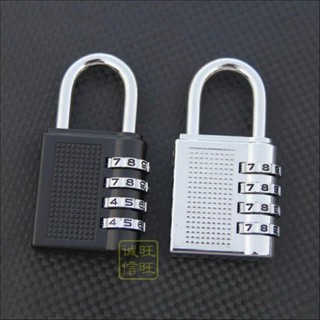 HCM >> Ổ Khóa Mã Số Xoay 4 Vòng, Ổ Khóa Mật Mã Không Cần Chìa Mạ Inox Chịu Được Nước 2 Màu Đen Bạc