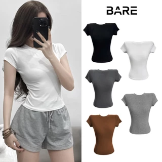 BARE_(Có size)Áo thun dáng dài trơn form ôm đủ màu basic chất liệu thun con giãn 4 chiều fit dáng siêu đẹp- AT011, AT014