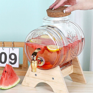Bình 1000ml thuỷ tinh đựng nước có vòi tiện dụng kèm tặng chân gỗ