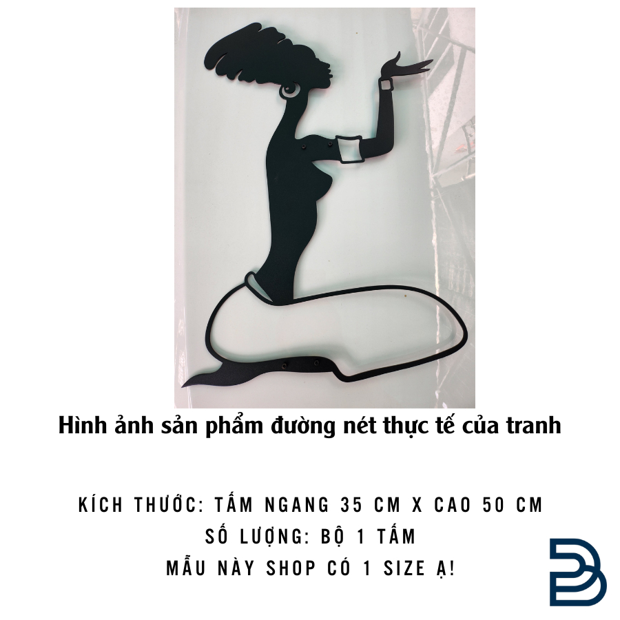 Tranh sắt CNC B24 | Tranh sắt CNC phong cách tối giản "Cô gái thổ dân", Treo tường nghệ thuật, Decor trang trí nội thất