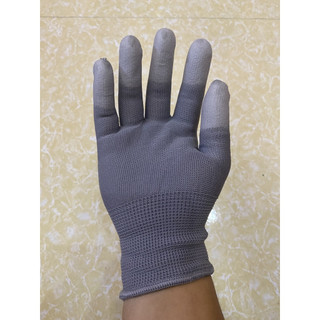 COMBO 12 Đôi Găng tay Lao Động phủ PU ngón Xám chống tĩnh điện ESD - Bao tay bảo hộ an toàn OKAMAS STORE
