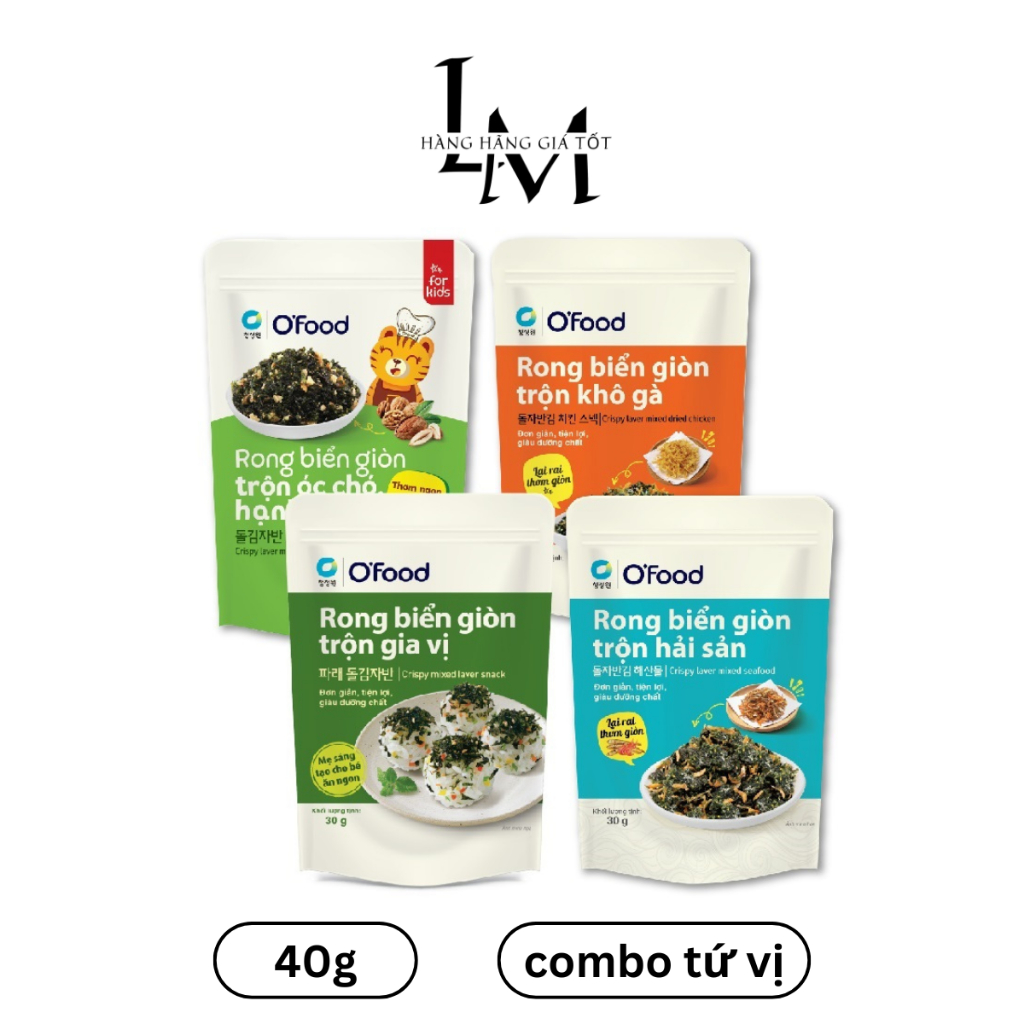 [Combo 4] rong biển giòn trộn O'food gói 40g giòn, dinh dưỡng ăn liền ...