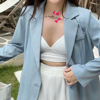Áo Bra Nữ gân tăm 2 dây mảnh khoét sâu đệm đẩy ngực co giãn siêu mềm mịn C13 Phương Linh Underwear