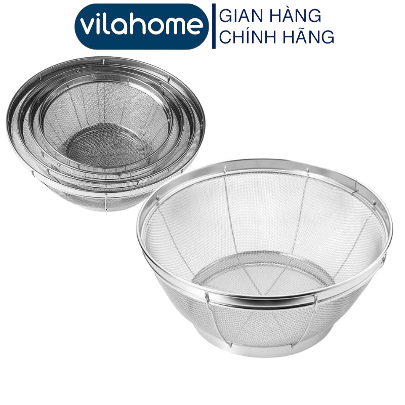 (5 Cỡ) Rá Vo Gạo Inox VilaHome, Rổ Rá Có Đai, Mắt Lưới 2mm Đựng Rửa Rau ...
