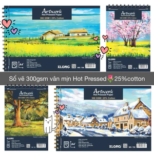 KLONG - Sổ vẽ màu nước cao cấp Artwork Hot Pressed A4+ / A5+ 300GSM 25% cotton 25 tờ MS: 789 ♥ MS: 788 ♥