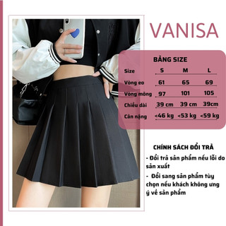 Chân váy tennis xếp ly nữ tenis xòe ngắn xám đen trắng bigsize có quần trong VANISA CV019