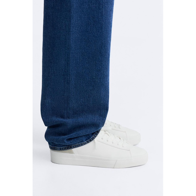 Giày sneaker Zara chính hãng White Cream Classic - Trắng phối be  Dáng cổ điển