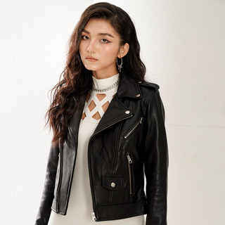 Áo Khoác Da Thật Nữ FTTLeather Biker Jacket, Áo Da Thật Chất Liệu Da Cừu Croptop Ôm Body AN302