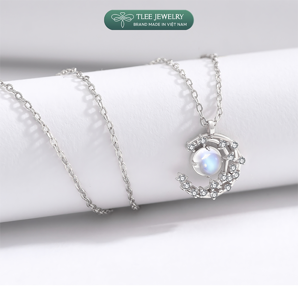 Ảnh Dây chuyền bạc nữ TLEE mặt trăng đá moonstone lấp lánh TLEE JEWELRY D0152 4