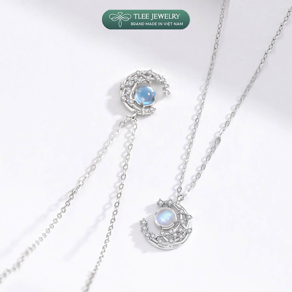 Ảnh Dây chuyền bạc nữ TLEE mặt trăng đá moonstone lấp lánh TLEE JEWELRY D0152 3