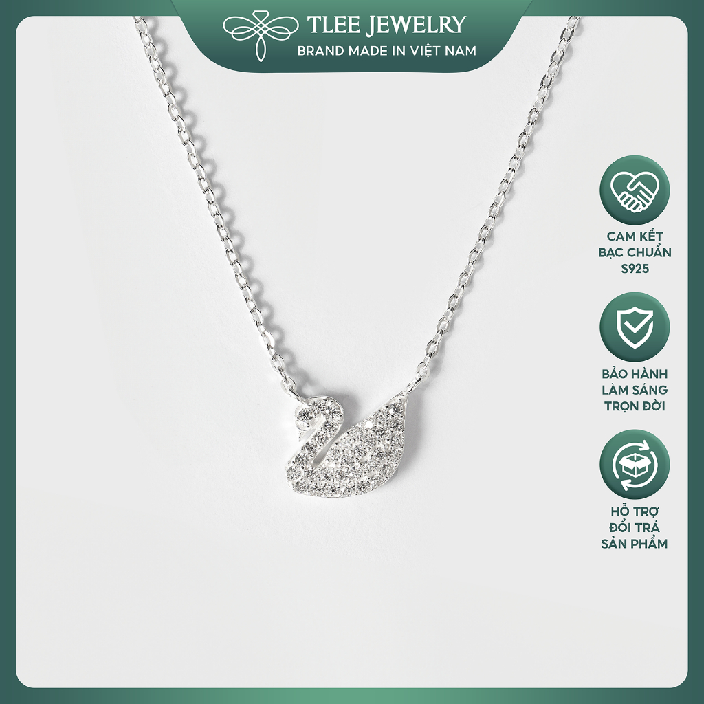Dây chuyền bạc nữ TLEE mẫu thiên nga trắng đính đá lấp lánh TLEE JEWELRY D0131 | BigBuy360 - bigbuy360.vn