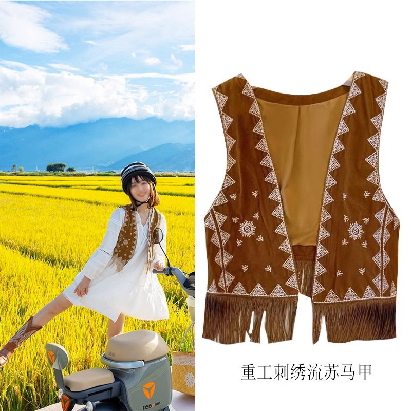 [Áo Khoác Ghi Lê Phong Cách Bohemian Du Lịch Đi Phượt Thời Trang Nữ