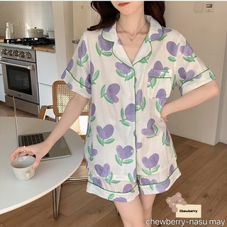 Pyjama Nữ Tim Xanh 🦋 Set Mặc Nhà Trái Tim Bộ Ngủ Đồ Ngủ Nữ 🦋