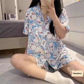 Pyjama Quả đào hồng 🦋 Bộ ngủ mặc nhà nữ kèm buộc tóc 🦋