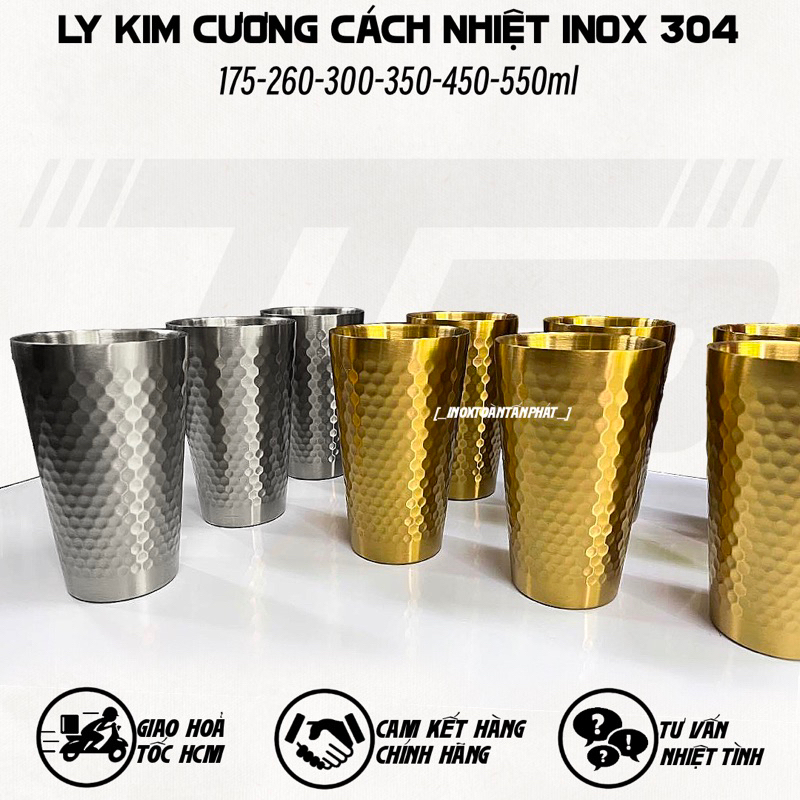 Ly Inox 2 Lớp Cách Nhiệt - Ly Kim Cương Cách Nhiệt Inox 304 Nhiều Dung ...