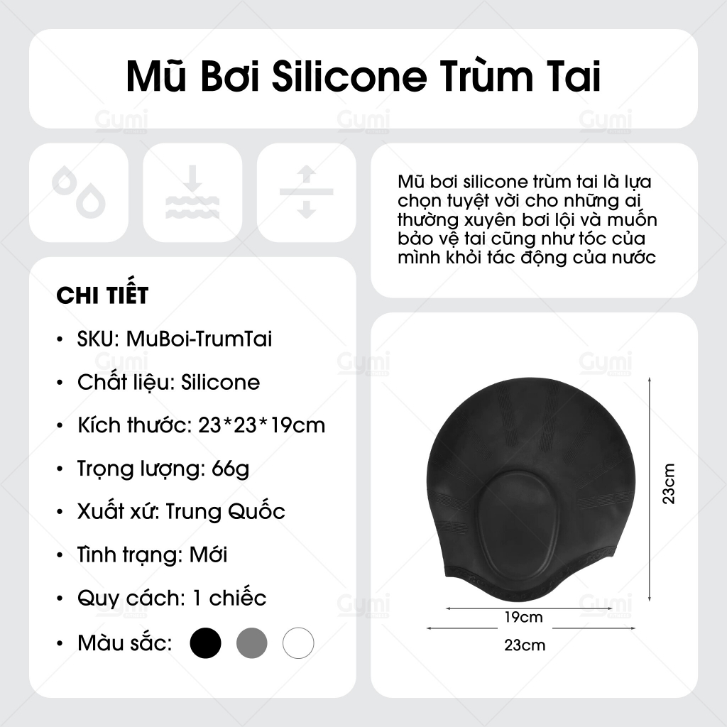 Mũ Bơi Silicone Dùng Được Cho Nam Nữ - Bịt Tai, Ngăn Nước, An Toàn Cho Tóc Và Da Đầu - MuBoi-TrumToc