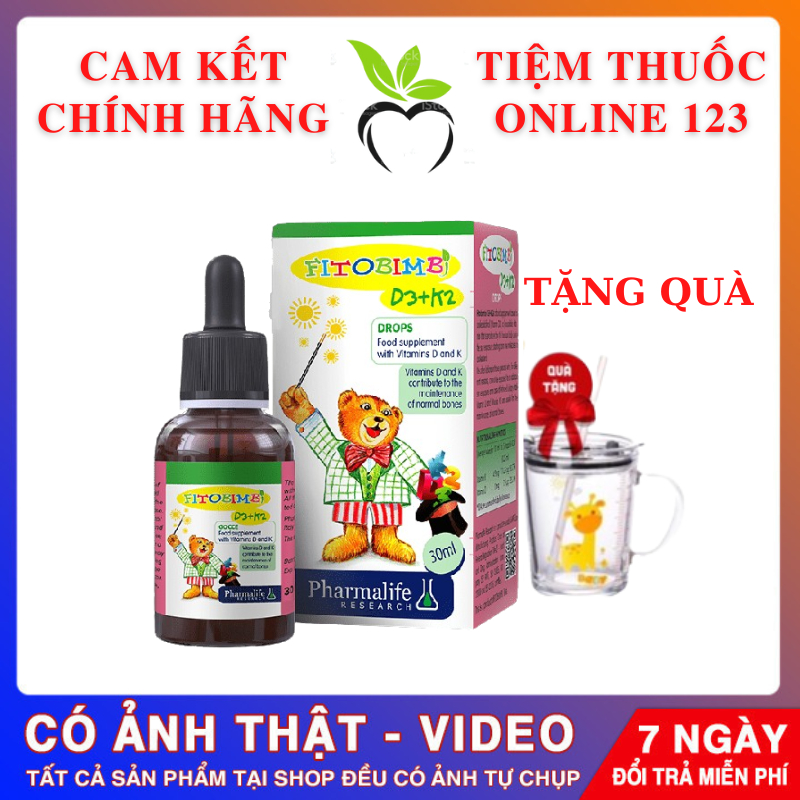 Fitobimbi D3 K2 Bổ sung vitamin D3K2 cho bé Hấp thu canxi giúp xương