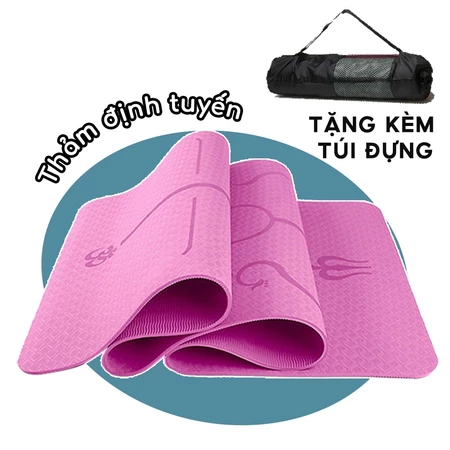 Thảm Tập Yoga Định Tuyến 8mm TPE Cao Cấp Chống Trượt Tặng Kèm Túi CH Forbic