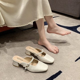 (Lùi 1 size) Giày Sandal Cao Gót Nữ Mũi Vuông êm mềm cao 5cm