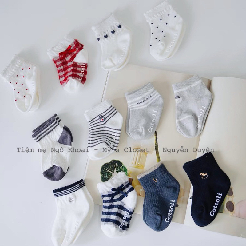 [MD125] COTTOLI  9-14cm(6-18m)Tất vớ xuất Nhật ấm áp có đế chống trơn trượt cho bé siêu xịn sò