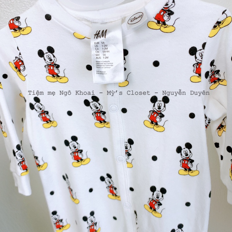 [MD129]❤️H.M❤️Sleepsuit liền tất hoạ tiết mickey xinh yêu xuất xịn cho bé