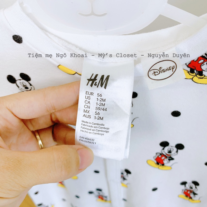 [MD129]❤️H.M❤️Sleepsuit liền tất hoạ tiết mickey xinh yêu xuất xịn cho bé