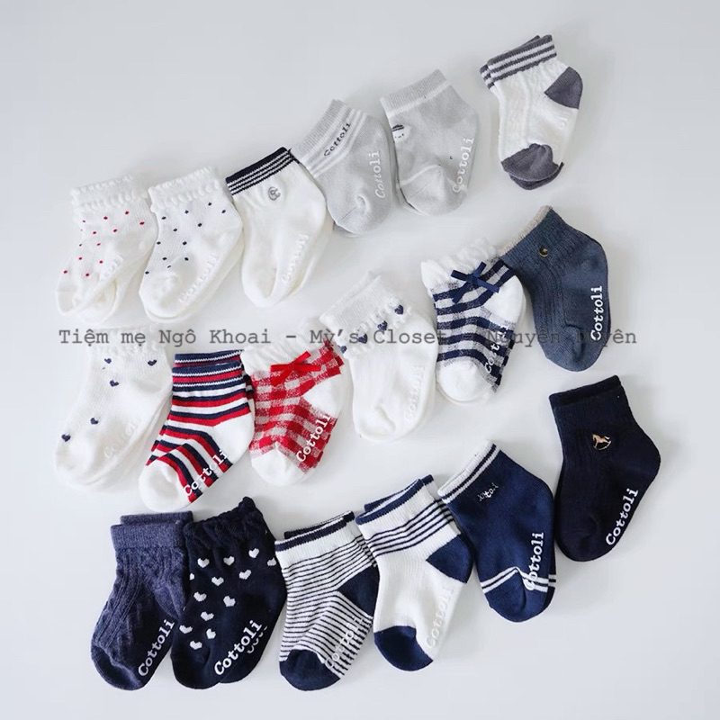 [MD125] COTTOLI  9-14cm(6-18m)Tất vớ xuất Nhật ấm áp có đế chống trơn trượt cho bé siêu xịn sò