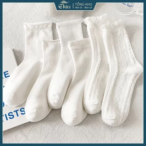 Vớ nữ lolita bèo nhún chất liệu cotton co giãn 4 chiều, tất cổ cao phong cách Hàn Quốc - Ekiu Shop