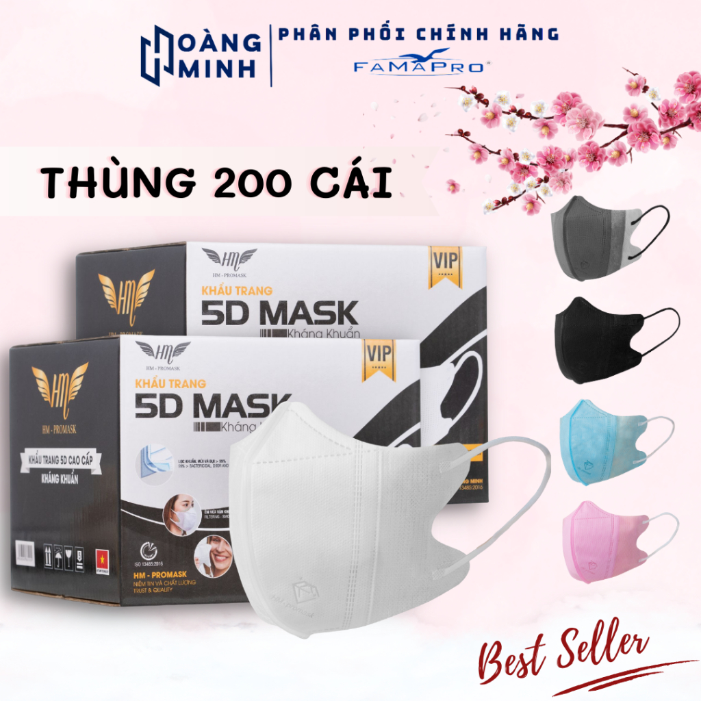 [Combo 200 cái] Khẩu trang 5D HM pro mask 3 lớp kháng khuẩn chống bụi ...