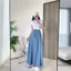 Chân váy xếp ly midi dáng dài cạp cao 2 màu đen và xanh A2511