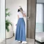 Chân váy xếp ly midi dáng dài cạp cao 2 màu đen và xanh A2511